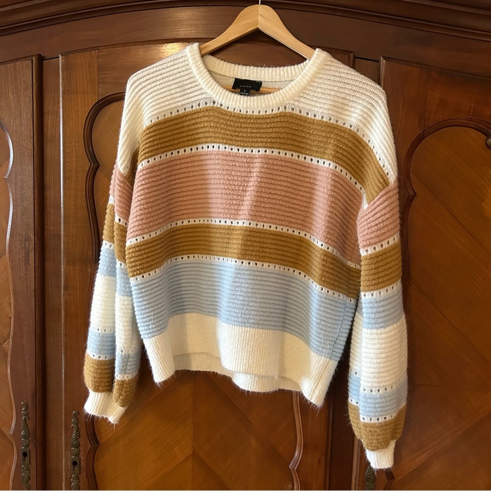 Lumiere Multicolor Striped Crew Neck Sweater